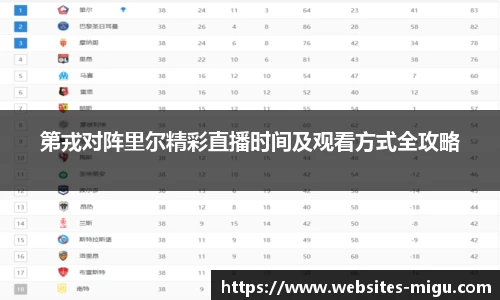 第戎对阵里尔精彩直播时间及观看方式全攻略